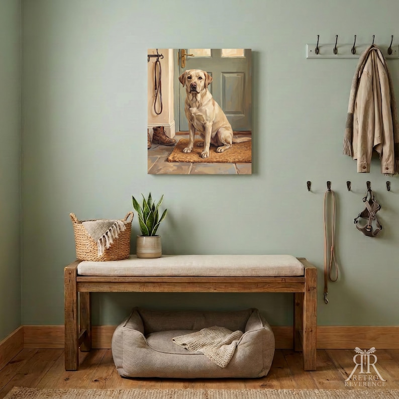 Dog Memorial Canvas Art, Pet Memory Portrait from Photo, Entryway Wall Art Print, Personalized Dog Waiting at the Door, Pet Memorial Artwork bild 3