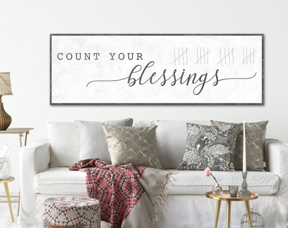 Inspirational Quote Art Count Your Blessings Sign Baby Etsy