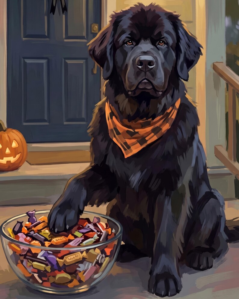 Halloween Canvas Art, Trick or Treat Art Print, Personalized Dog Portrait from Photo, Pet Illustration, October Wall Art, Dog Artwork Bild 2