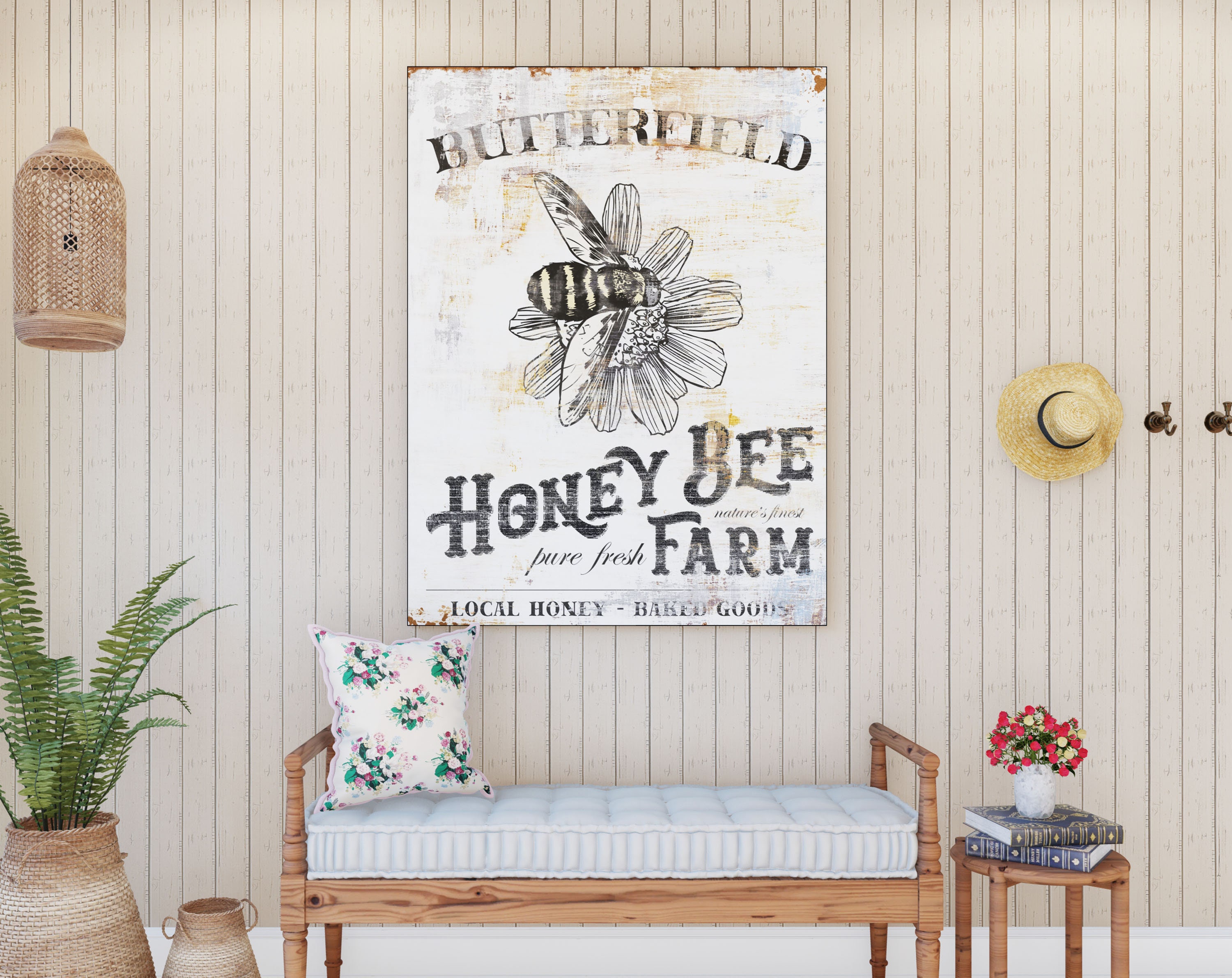 Watercolor Honey Bee Farmhouse Decor Clipart. Rustic Kitchen
