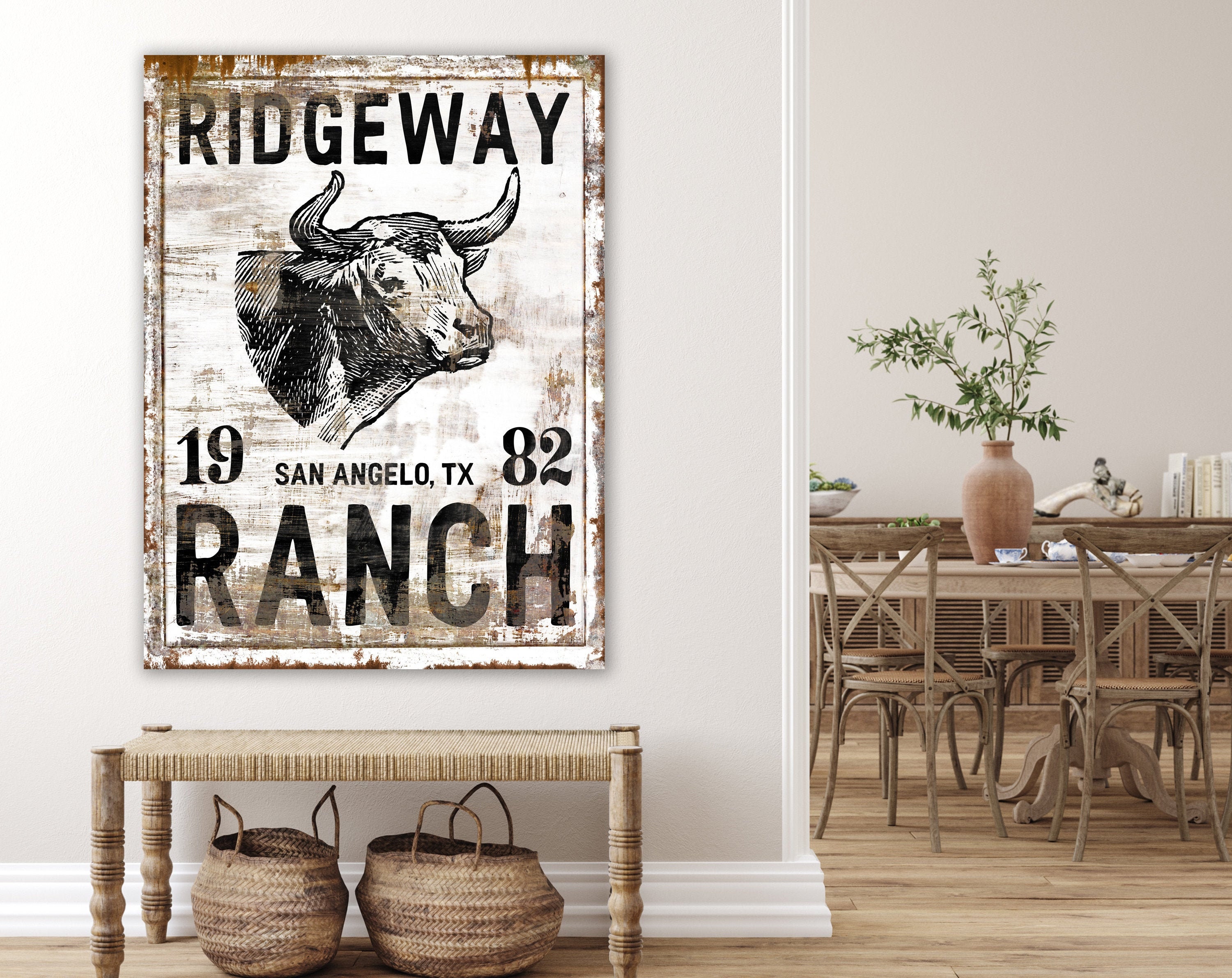 Western Rustic Wall Decor Cattle Cow Art Personalized Ranch Etsy