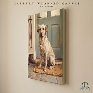 Dog Memorial Canvas Art, Pet Memory Portrait from Photo, Entryway Wall Art Print, Personalized Dog Waiting at the Door, Pet Memorial Artwork bild 4