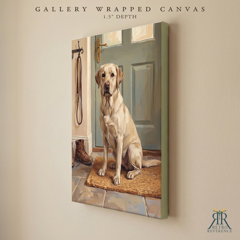 Dog Memorial Canvas Art, Pet Memory Portrait from Photo, Entryway Wall Art Print, Personalized Dog Waiting at the Door, Pet Memorial Artwork bild 4