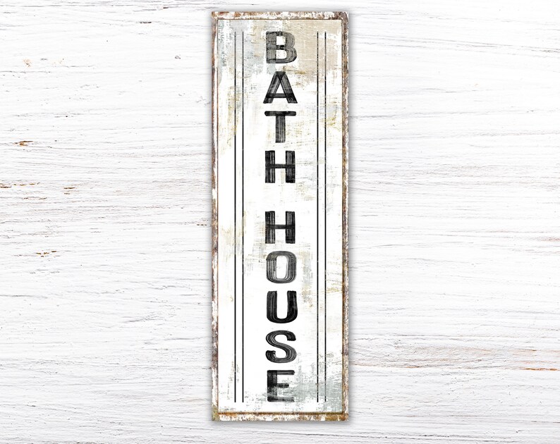 Bathroom Wall Art Bath House Sign Vintage Farmhouse Wall Decor Etsy