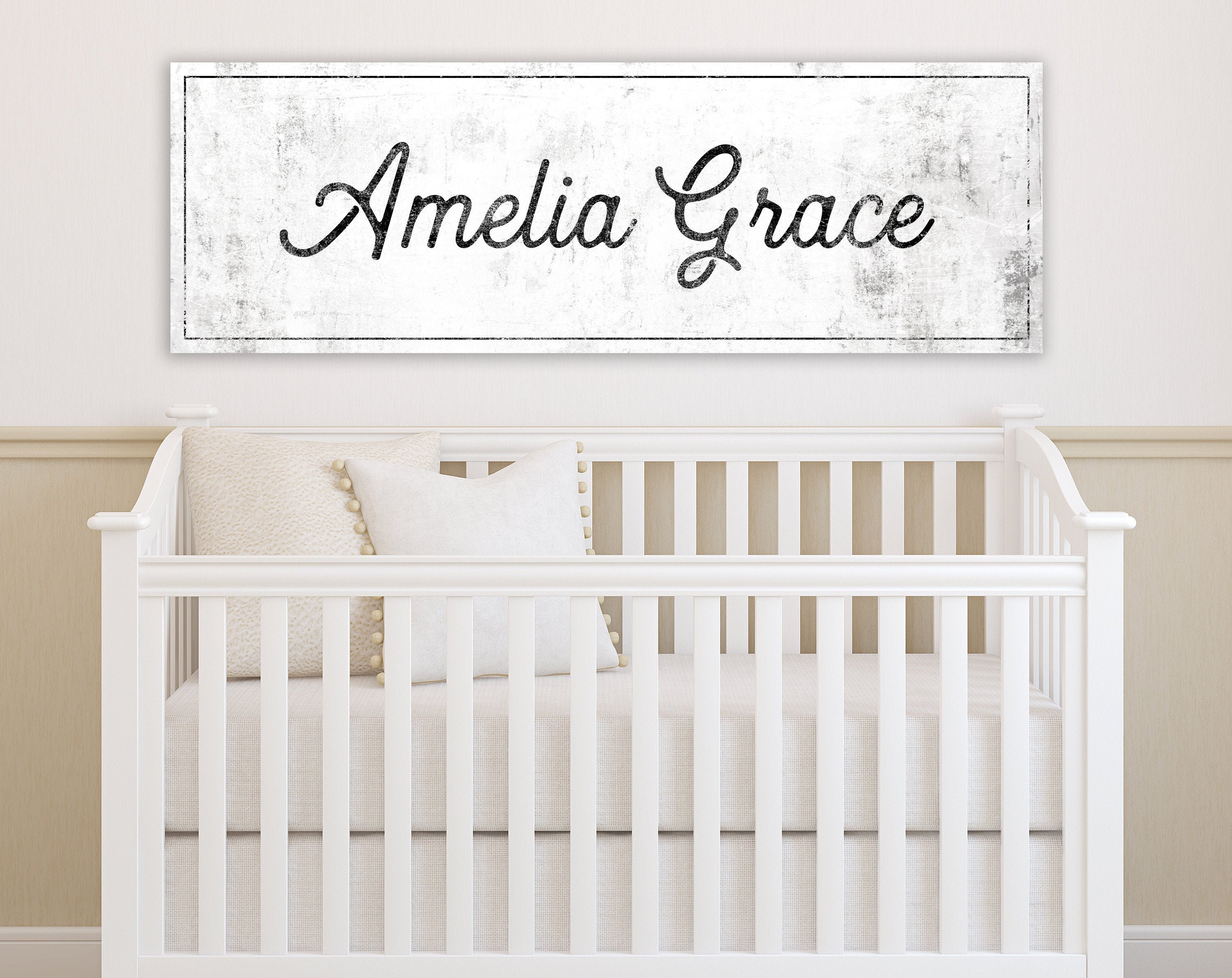 Rustic Baby Bedroom Art Kids Wall Decor Baby Name Sign Modern Etsy