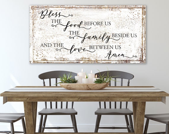 Modern Farmhouse Wall Decor Bless The Food Before Us Prayer Etsy