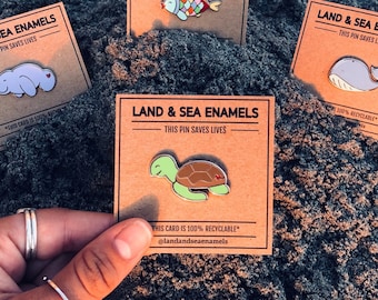 Sea Turtle Pin | Hard Enamel Pin | Collectible Pin | Save the Ocean | Land and Sea Enamels