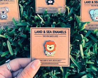 Lion Pin | Hard Enamel Pin | Collectible Pin | Save the Earth | Land and Sea Enamels