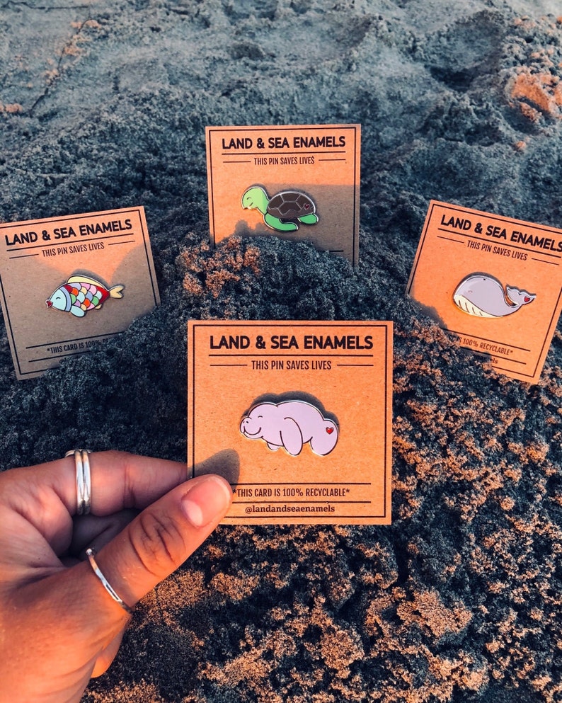 Collectible Pin Manatee Pin Hard Enamel Pin Land and Sea Enamels Save the Ocean
