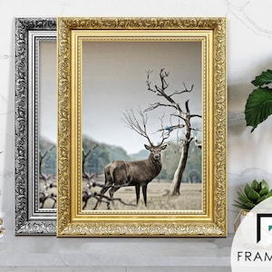 A1-A2-A3-A4-A5-A6 Gold Picture Frames / Ornate Photo Frames / Dahlia Silver Poster Frames / Poster Frame/ Handmade Photo Print Frame