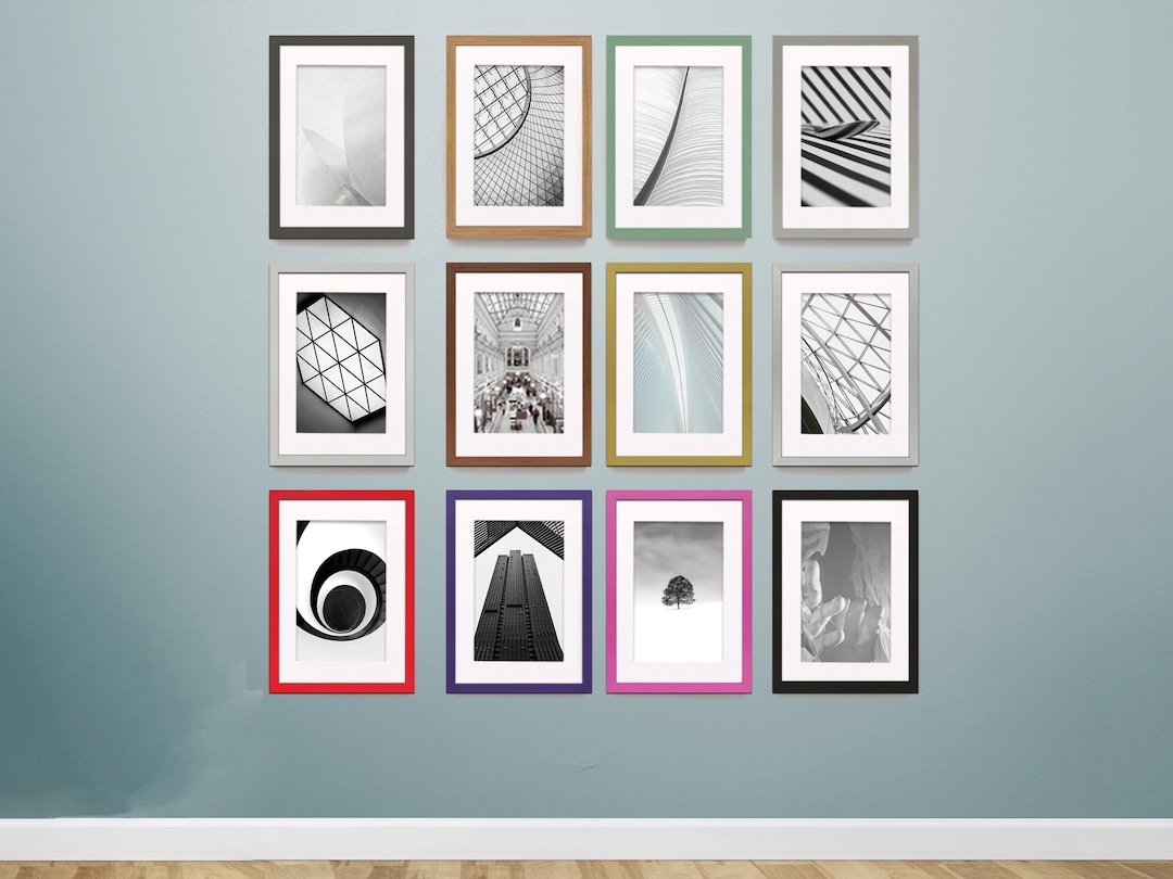 A2 A3 A4 A5 Thin Photo Frame Black Picture Frames With Mount Rainbow ...