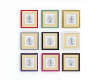 Antique Style Square Black Picture Frame / Ivory Mount Wood Effect Picture Frames / Home Decor Frame / Handmade Personalized Photo Frame