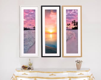 Panoramic Oak Photo Frame with White Mount, Thin Wall Art Home Decor Picture Frame