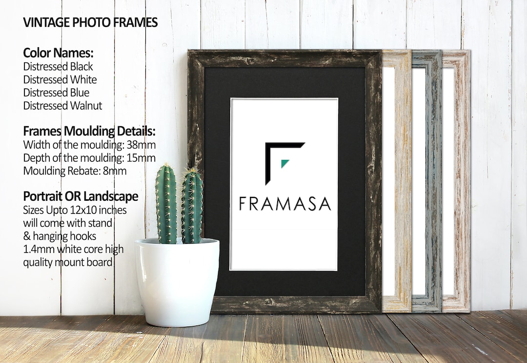 Rustic Vintage Wooden Photo Frame With Black Mount A2/A3/A4/A5 Sizes ...