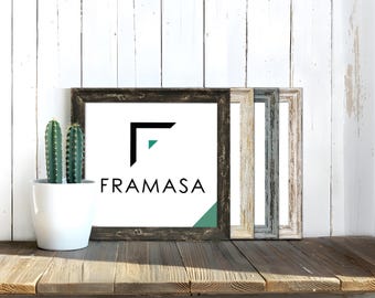 Rustic Black Square Photo Frame, Vintage Style with White Mount