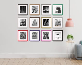 Handmade Square Photo Frame With White Mount, Thin Style Black Modern Picture Frames, Handmade Home Decor Wall art Frames, Christmas Gift
