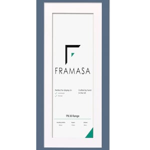 Panoramic Dark Grey flat wooden photo frame With White Matt on a white background, handcrafted in the UK. Versatile picture frame and poster frame suitable for landscape or portrait display, ideal for Panoramic photos and modern home decor wall art