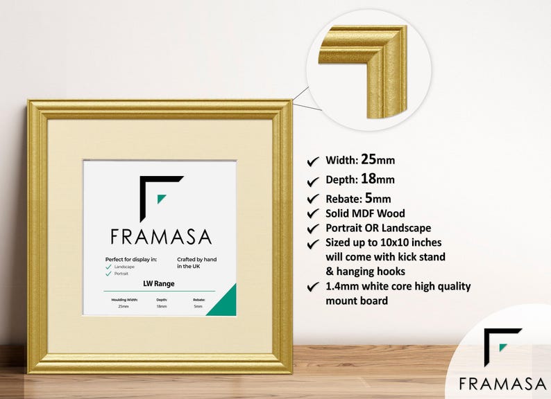 Antique Style Square Black Picture Frame / Ivory Mount Wood Effect ...