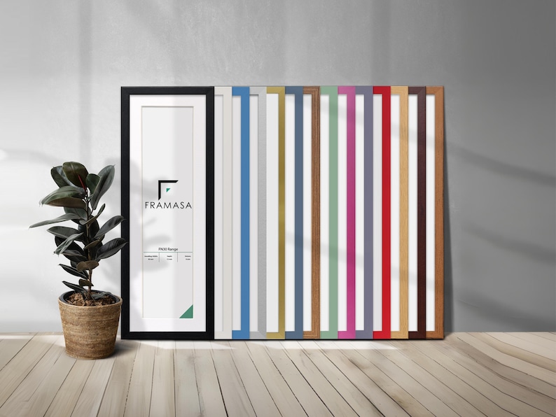 Handmade Panoramic Photo Frame with White Mount | Multiple Frame Colours | Wide Sizes bild 1