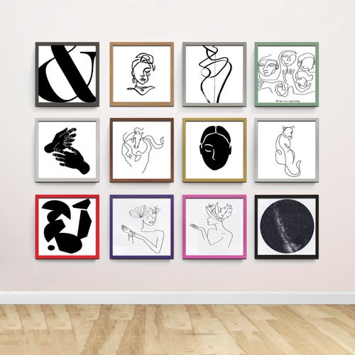 Marco de fotos negro delgado, decoración de pared cuadrada moderna, elegante para la oficina.