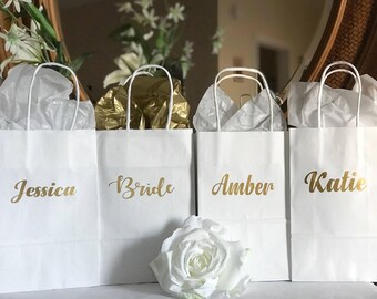 Gold personalized gift bags/ bridesmaid gift bags/Personalized Gift bags/Gift bags/wedding gift bags/bride gift bags/Custom Gift bags