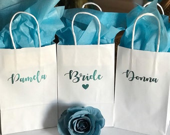 Teal personalized gift bags/bridesmaid gift bags/Personalized Gift bags/Gift bags/bride gift bags/bridesmaid gifts/bridesmaid proposal