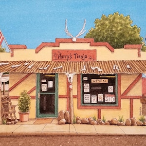 Harry&#39;s Tinaja. 8.5&quot; x 11&quot;. Alpine, Texas. Watercolor Painting. Art Print. Jim Koehn Art. West Texas Art. Travel. Big Bend Country. Dive Bar