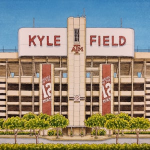 Kyle Field. Texas A&M. 8.5" x 11". College Station, TX, Texas. Watercolor Painting. Art Print. Aggies. Jim Koehn Art. Aggie Football.