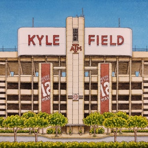 Kyle Field. Texas A&M. 8.5" x 11". College Station, TX, Texas. Watercolor Painting. Art Print. Aggies. Jim Koehn Art. Aggie Football.