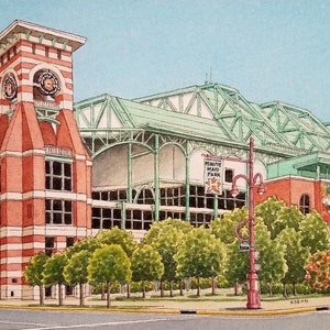 Minute Maid Park. 8.5" x 11". Houston Texas. Watercolor Painting. Art Print. Houston Astros. Ballparks. Jim Koehn Art. Baseball Painting