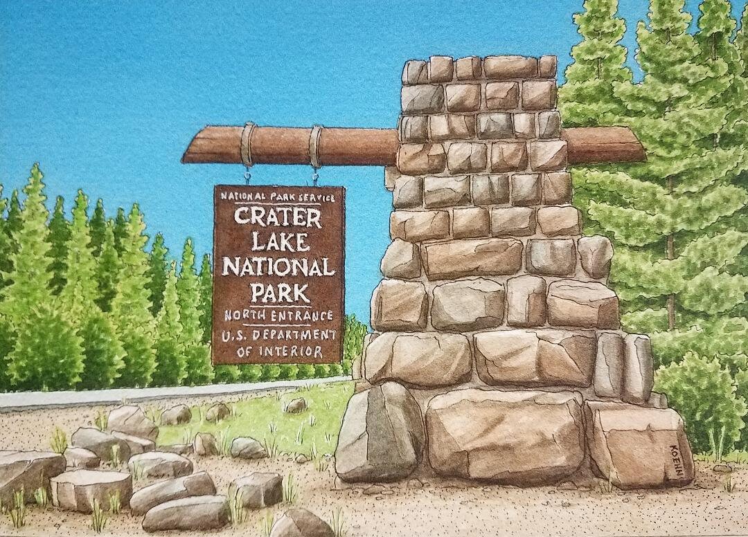 Crater Lake National Park. 8" X 10". Oregon. Watercolor Painting. Art ...