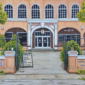 Emo’s. 8,5 » x 11 ». Houston Texas. Peinture à l’aquarelle. Impression d’art. Salle de concert. Montrose Houston. Jim Koehn Art. Houston Art.