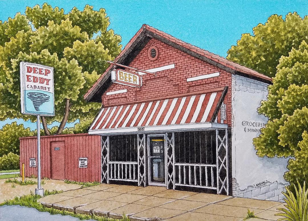 Deep Eddy Cabaret. 5 X 7. Austin Texas. Watercolor Etsy