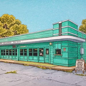 Etta&#39;s Lounge. 5&quot; x 7&quot;. Houston Texas. Watercolor Painting. Art Print. Houston Music. Jim Koehn Art. Streets of Houston. Blues Joint.