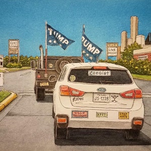 Coexist. 8.5&quot; x 11&quot;. Houston Texas. Watercolor Painting. Art Prints. Willie For President. Coexist. Street Scene. Jim Koehn Art. Houston.