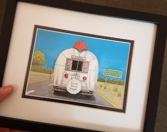 Any Print - Framed. 5" x 7". Watercolor Painting. Backroads & Main Streets of Texas. Roadtrippin. Art Print. Jim Koehn Art. Travel Art.