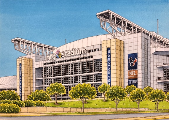 Buy NRG Stadium. 8.5 X 11. Houston Texas. Watercolor Online in