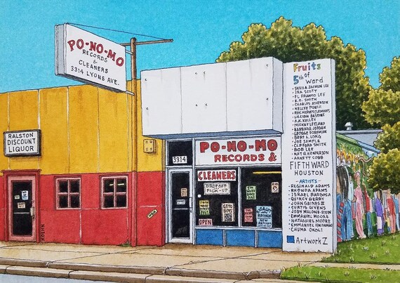 Buy Cactus Music. 8.5" X 11". Houston Texas. Watercolor Painting. Art  Print. Record Store. Houston Watercolor. Jim Koehn Art. Music Venue. Online  in India - Etsy