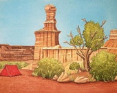 Palo Duro Canyon. 5 quot x 7 quot . The Lighthouse. Texas. Watercolor Painting. Backroads of Texas. Texas State Parks. Nature. Camping. Hike