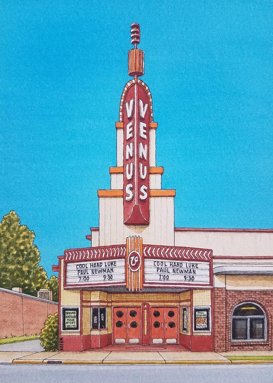 Venus Theater. 8 x 10. Houston Texas. Movie Etsy
