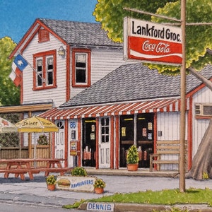 Lankford Grocery. 8.5&quot; x 11&quot;. Houston Texas. Watercolor Painting. Art Print. Burger Joints. Montrose. Houston Watercolors. Jim Koehn Art.