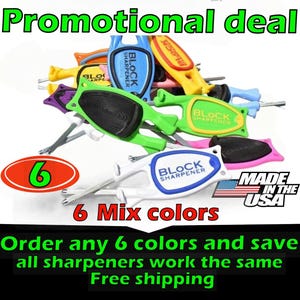 6-Pack Block Knife Sharpeners - Mixed Colors - Individually Packed Gift Set - Made in USA - 175 Value for 70 dollars- Free Shipping image 1