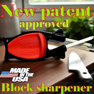 Original Block Knife Sharpener - Made in USA - D2 Honing Steel - Professional Multi-Angle Sharpener for Kitchen, Hunting, and Tools