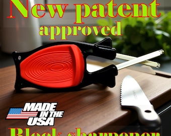 Original Block Knife Sharpener - Made in USA - D2 Honing Steel - Professional Multi-Angle Sharpener for Kitchen, Hunting, and Tools