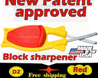 Original Block Knife Sharpener – Patented Multi-Angle Tool, D2 Honing Steel, Made in USA