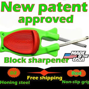 6-Pack Block Knife Sharpeners - Mixed Colors - Individually Packed Gift Set - Made in USA - 175 Value for 70 dollars- Free Shipping 6 Green / Red