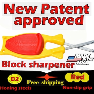 6-Pack Block Knife Sharpeners - Mixed Colors - Individually Packed Gift Set - Made in USA - 175 Value for 70 dollars- Free Shipping 6 Yellow / Red