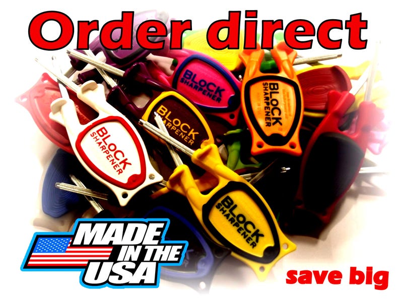 6-Pack Block Knife Sharpeners - Mixed Colors - Individually Packed Gift Set - Made in USA - 175 Value for 70 dollars- Free Shipping Save 6 Mixed colors