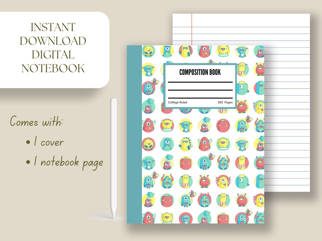 Composition Notebook Cover and Notebook Paper Goodnotes Etsy