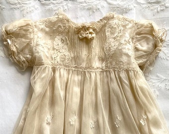 Antique Silk & Lace Baby Dress. Christening Gown. Sold as found.